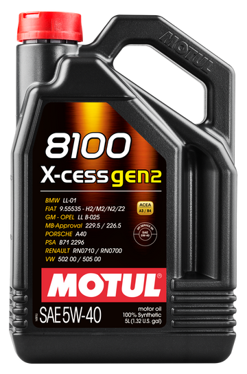 Motul 5L Synthetic Engine Oil 8100 5W40 X-CESS Gen 2